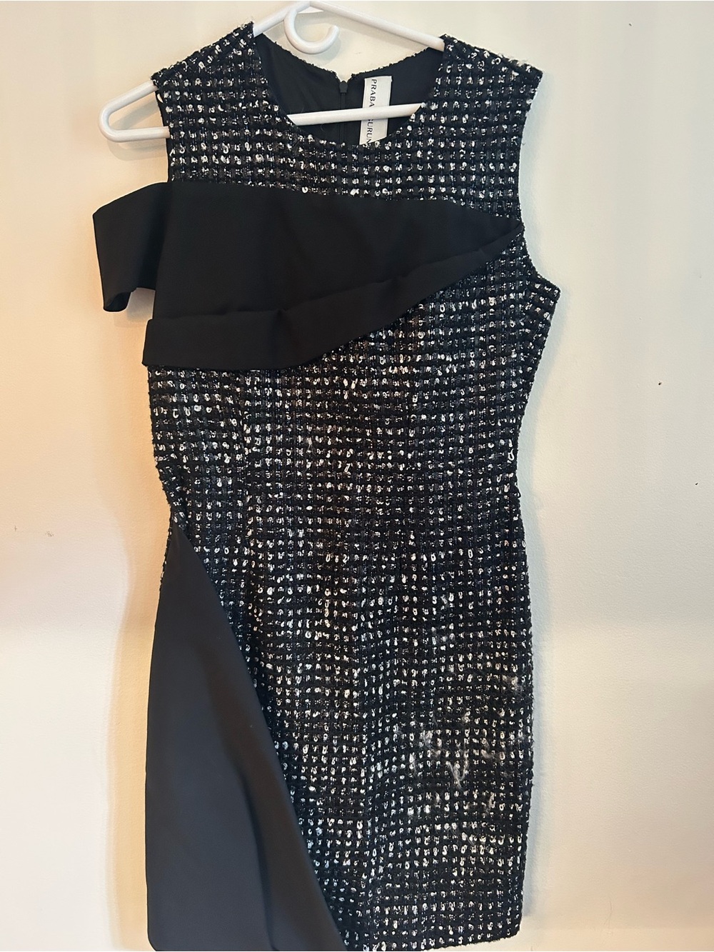 Prabal Gurung Black and White Tweed Sheath Dress
